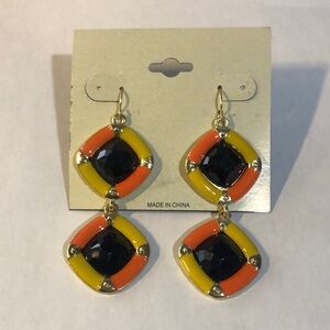 New Orange,Yellow,Black and Gold Dangle Earrings